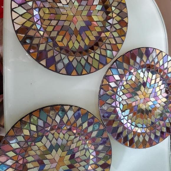 Glass Mosaic Candle Plates - Picture 2 of 3